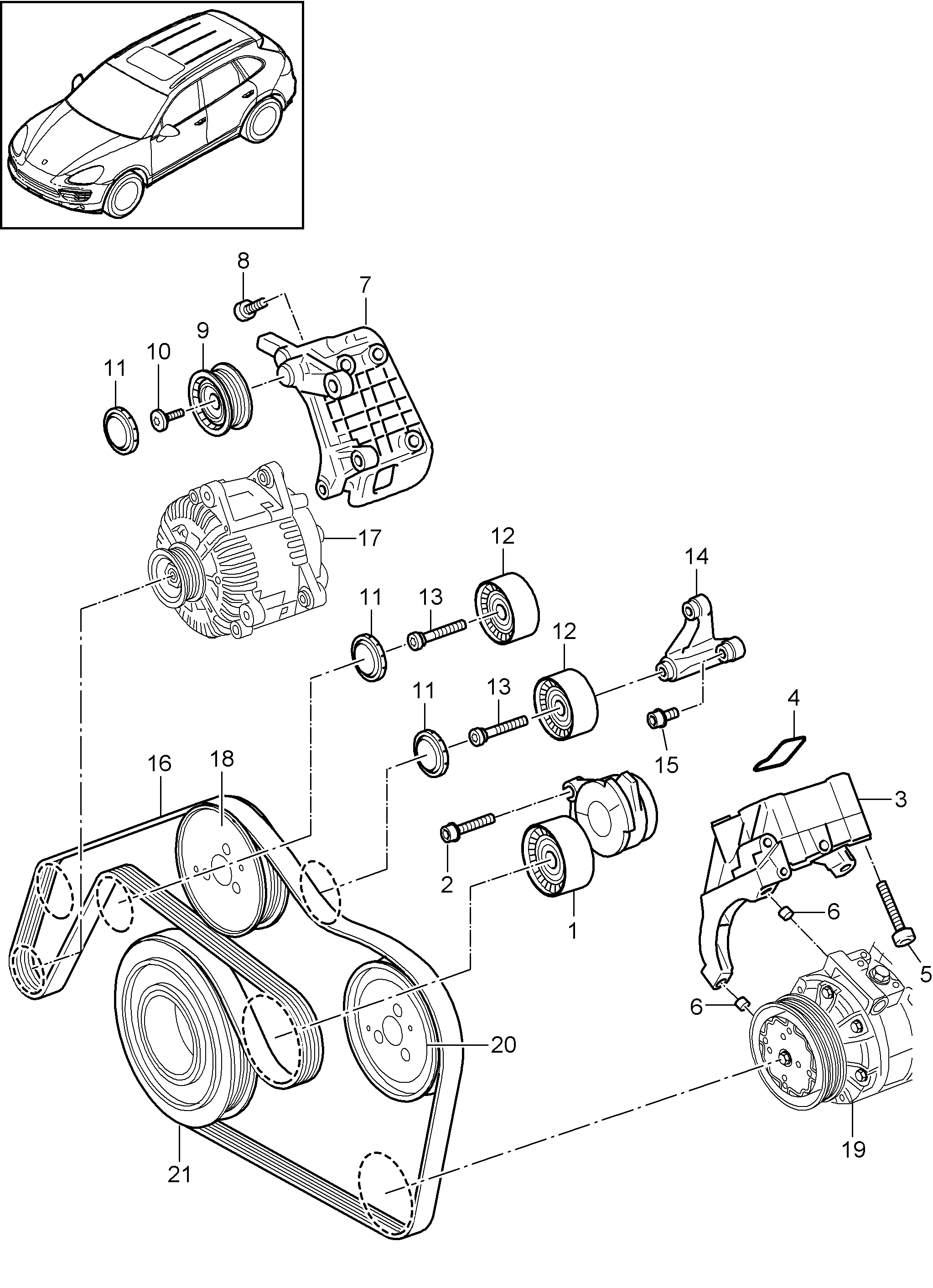 Porsche 955 102 118 01 - Parazīt / Vadrullītis, Ķīļrievu siksna adetalas.lv