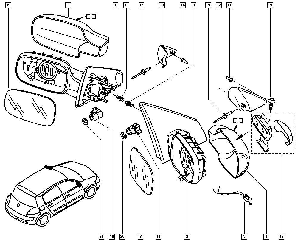 RENAULT 77 01 054 686 - Ārējais atpakaļskata spogulis adetalas.lv