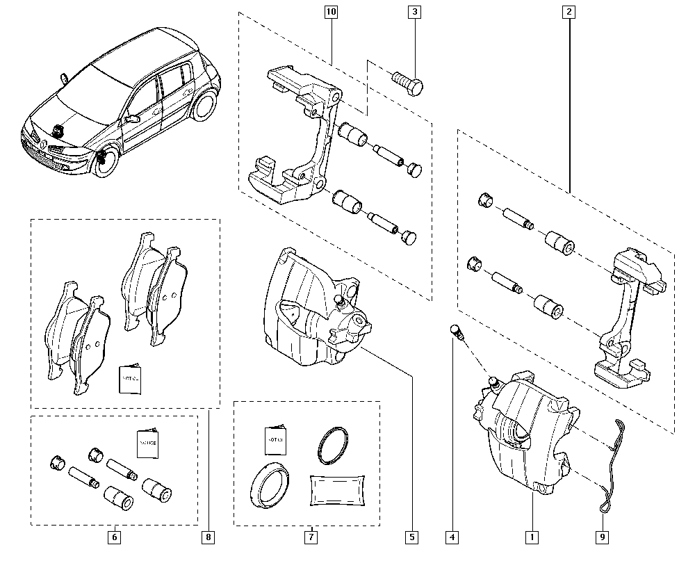 RENAULT 7701049765 - Piederumu komplekts, Disku bremžu uzlikas adetalas.lv