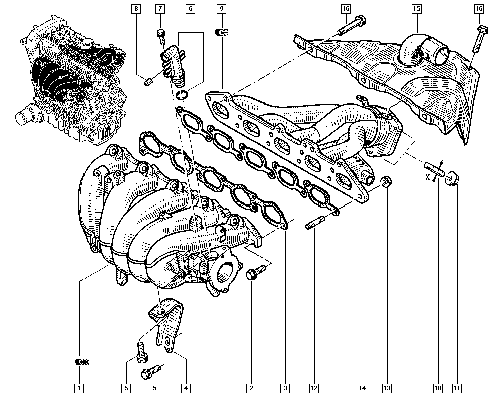 RENAULT 74 39 146 313 - Blīve, Izplūdes kolektors adetalas.lv