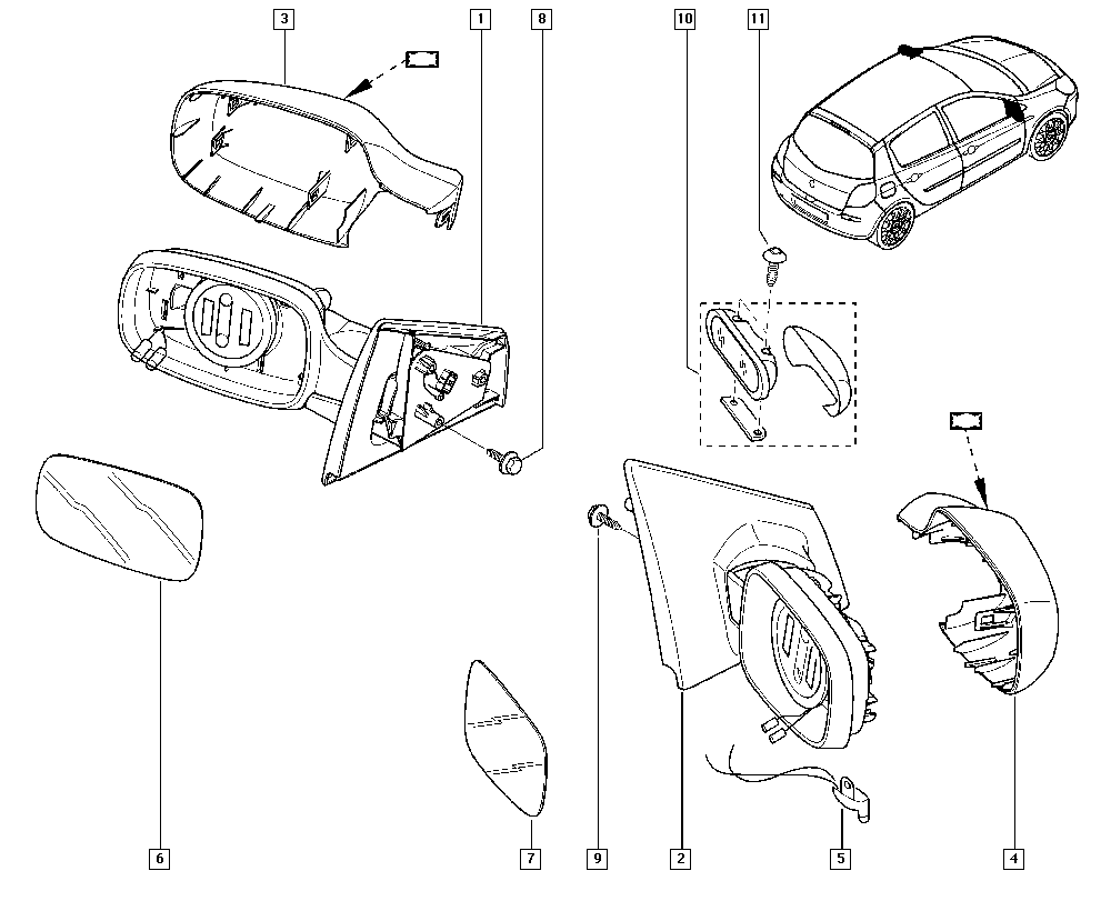 RENAULT 7701062100 - Spoguļstikls, Ārējais atpakaļskata spogulis adetalas.lv