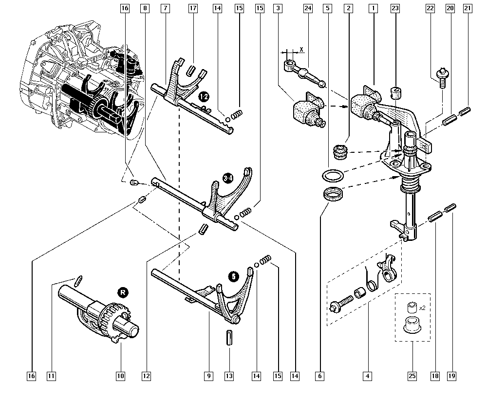 RENAULT 349303162R - Pārnesumu pārslēgšanas dakšas štoks adetalas.lv