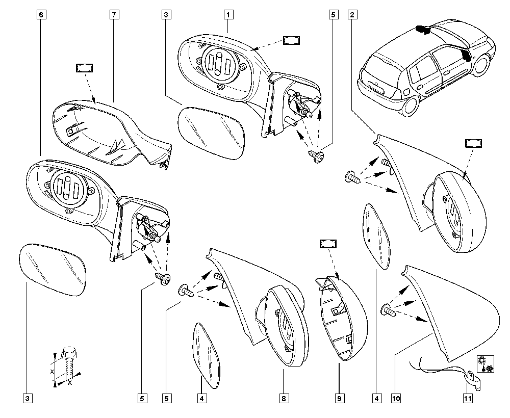 RENAULT 7701471854 - Korpuss, Ārējais atpakaļskata spogulis adetalas.lv