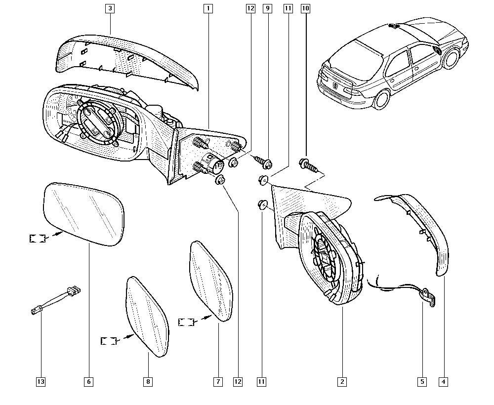 RENAULT 7701049065 - Spoguļstikls, Ārējais atpakaļskata spogulis adetalas.lv