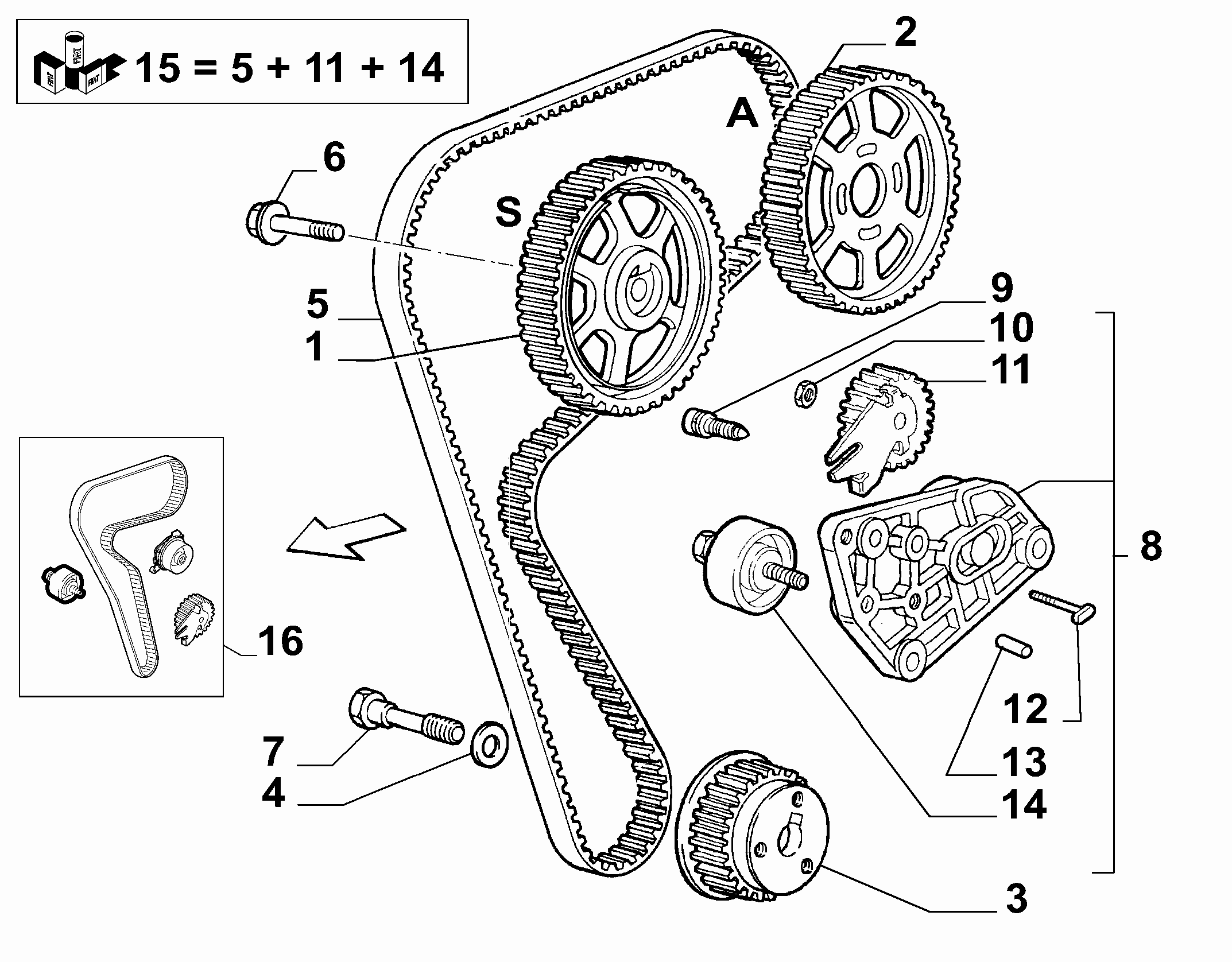 Alfa Romeo 606 7157 3 - Parazīt / Vadrullītis, Zobsiksna adetalas.lv