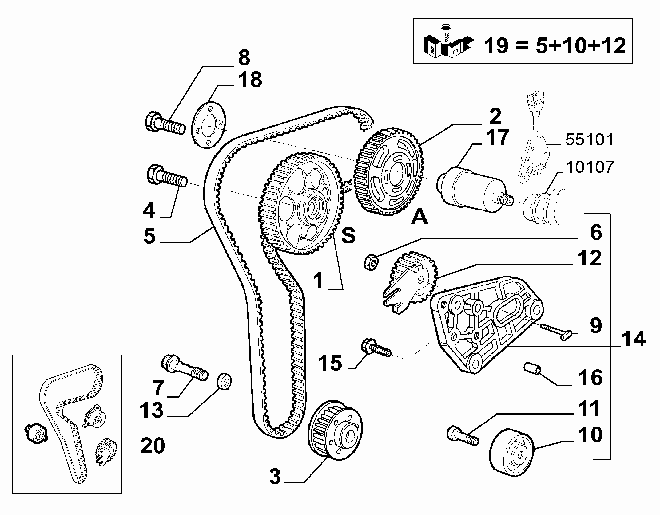 Lancia 71771580 - Ūdenssūknis + Zobsiksnas komplekts adetalas.lv