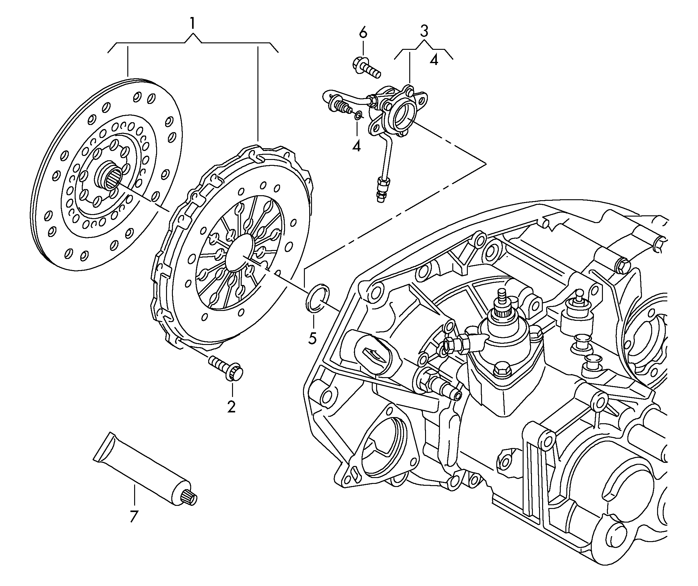 VW 0A5 141 671 E - Centrālais izslēdzējmehānisms, Sajūgs adetalas.lv