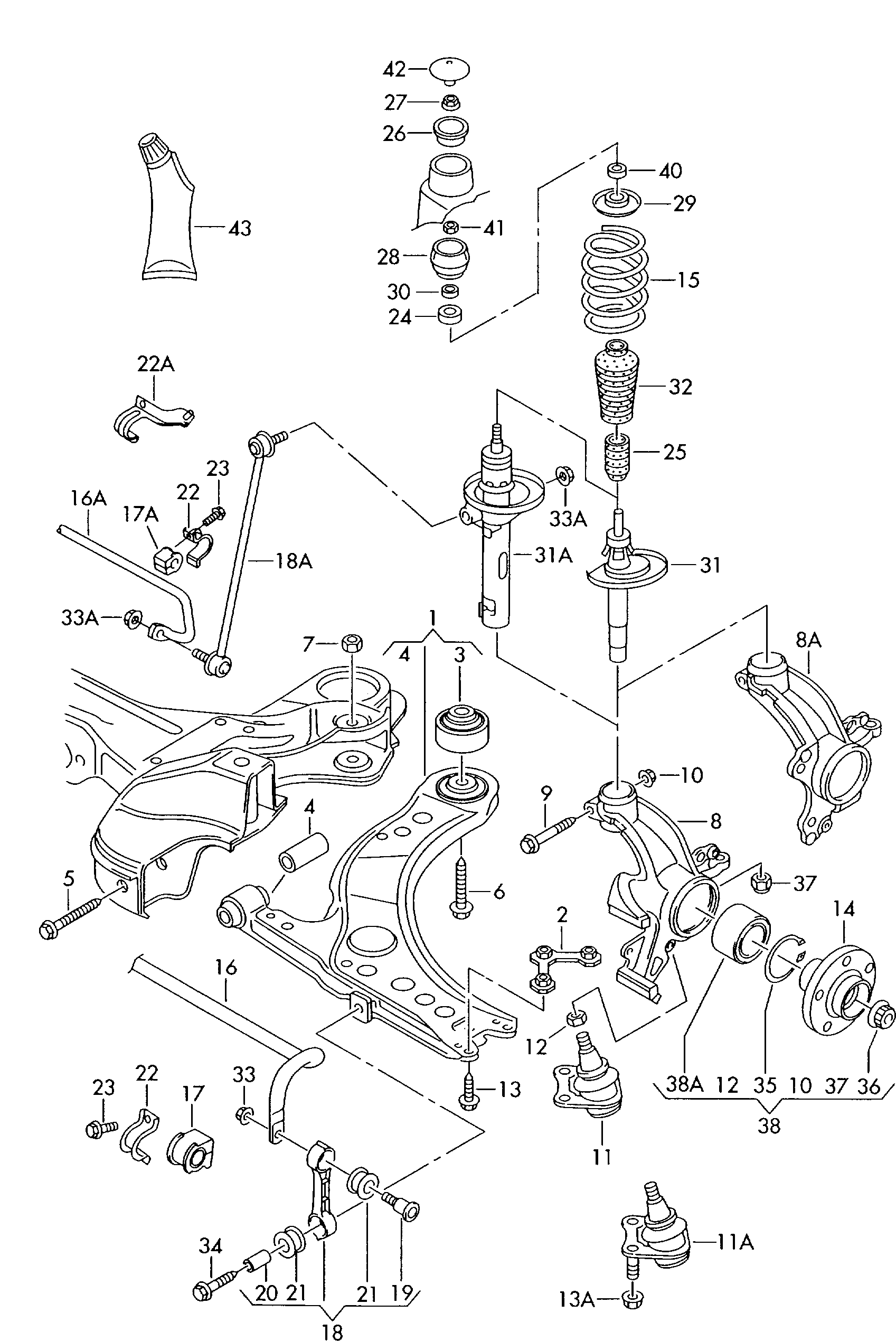 AUDI 1J0 411 314 T - Bukse, Stabilizators adetalas.lv