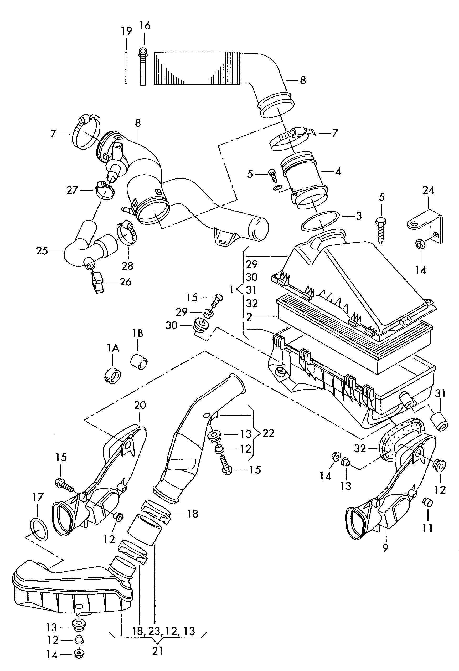 VAG 1J0 129 684 CG - Gaisa tvērēja caurule, Gaisa filtrs adetalas.lv