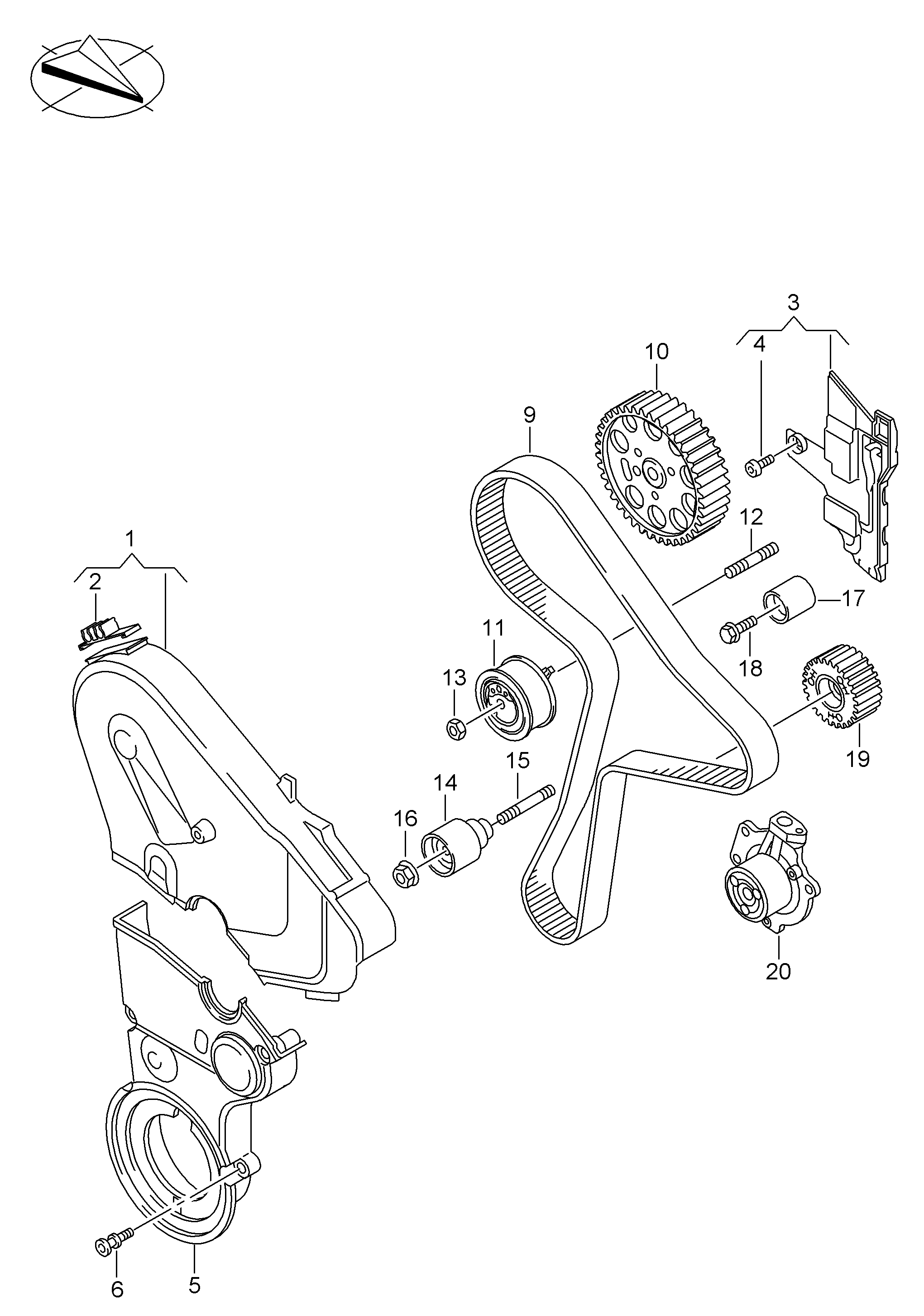 Skoda 04L109243D - Spriegotājrullītis, Gāzu sadales mehānisma piedziņas siksna adetalas.lv