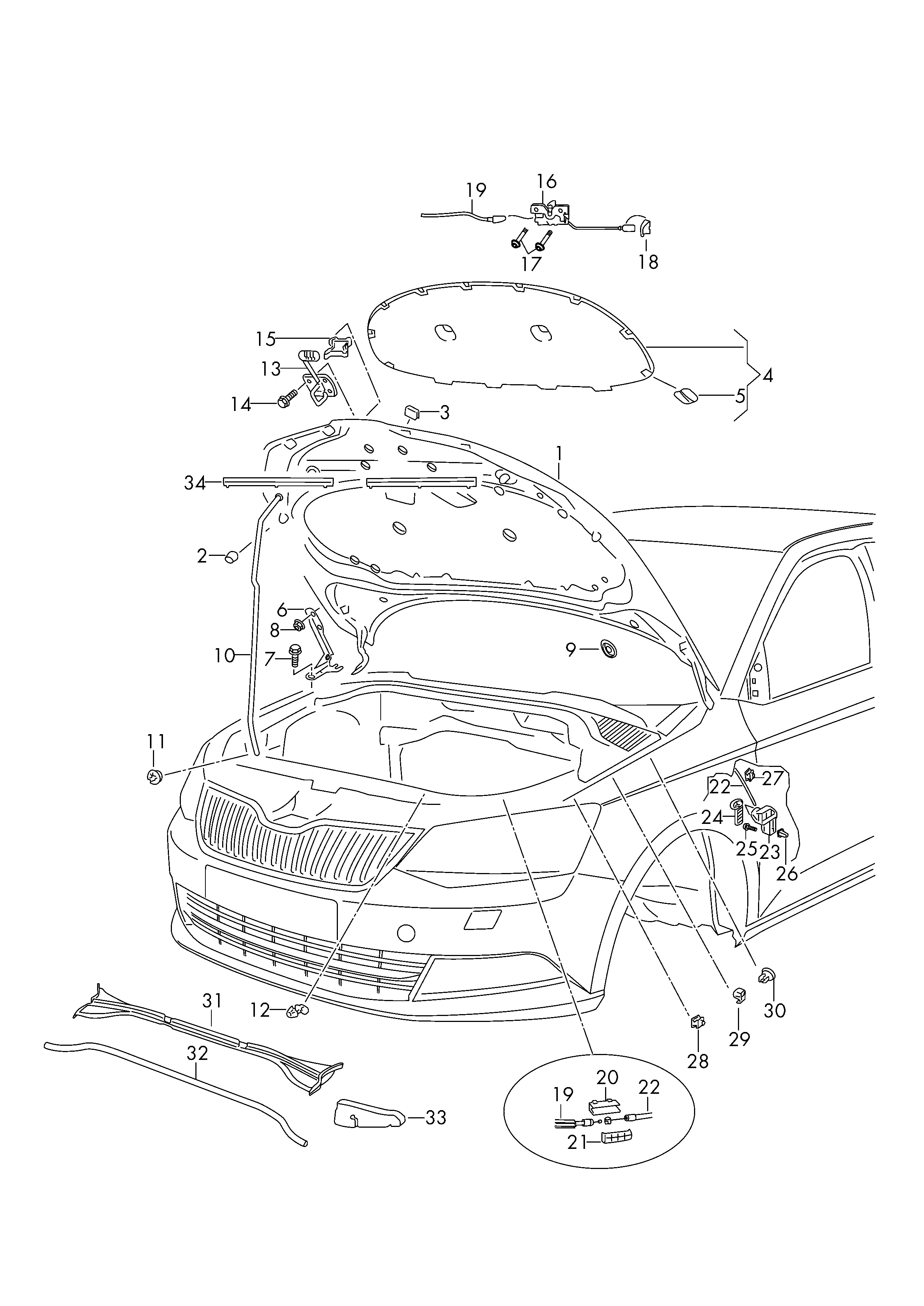 Skoda 6V0823031A - Motora pārsegs adetalas.lv