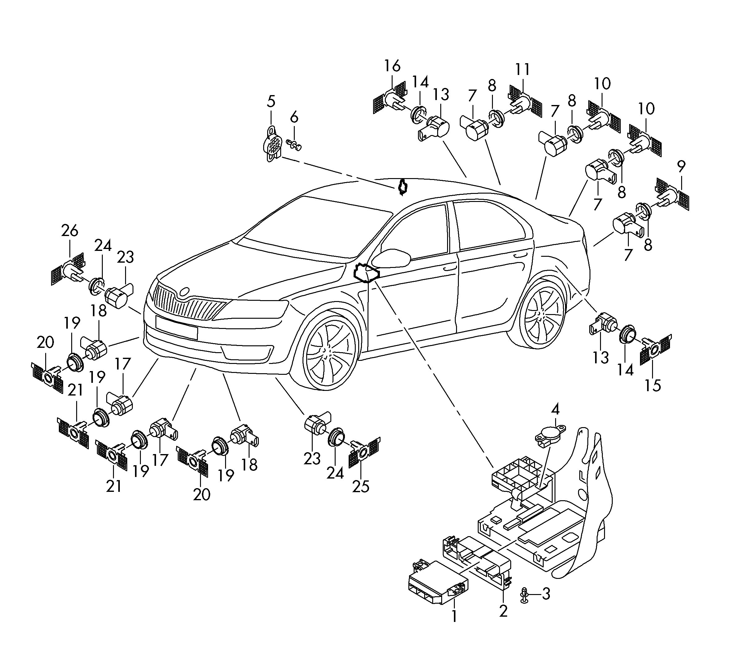 Skoda 5Q0919275B - Devējs, Parkošanās palīgsistēma adetalas.lv