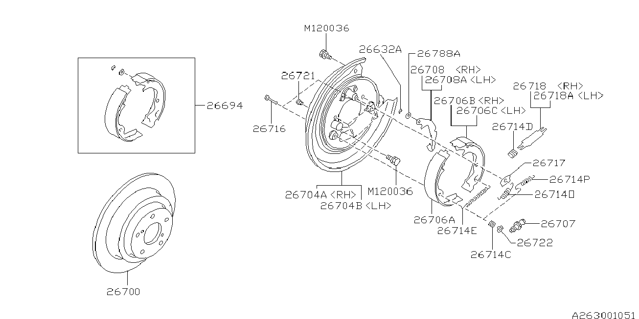 Subaru 26257AA081 - Bremžu loku komplekts adetalas.lv