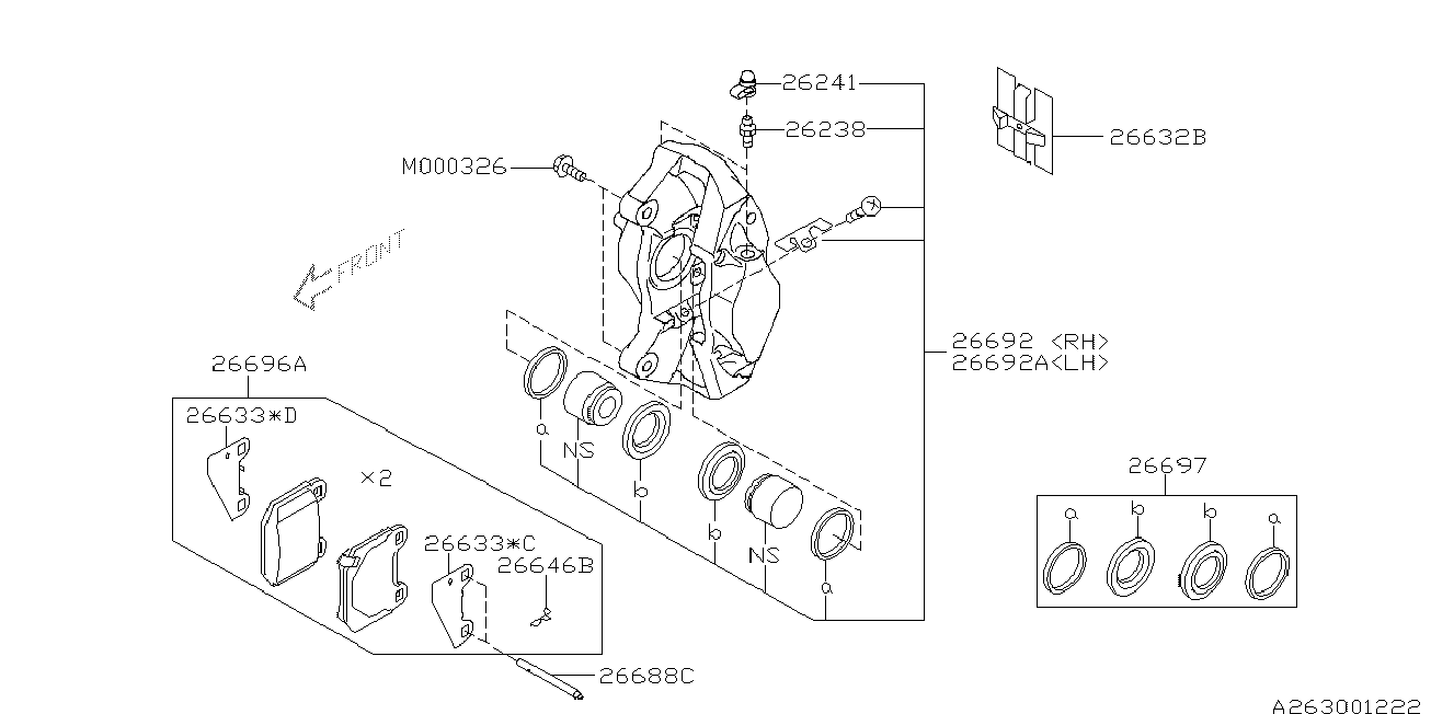 Subaru 26696FG000 - Bremžu uzliku kompl., Disku bremzes adetalas.lv