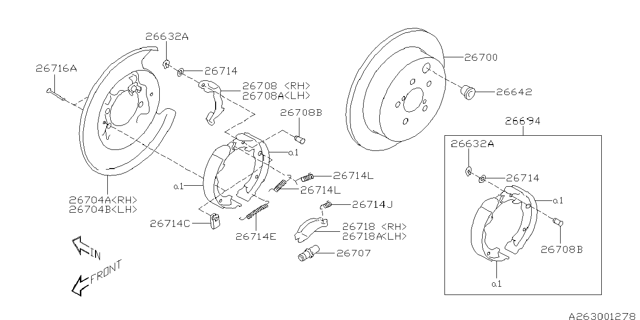 Subaru 26694CA000 - Bremžu loku kompl., Stāvbremze adetalas.lv