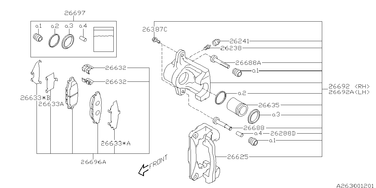 Subaru 26696-XA000 - Bremžu uzliku kompl., Disku bremzes adetalas.lv