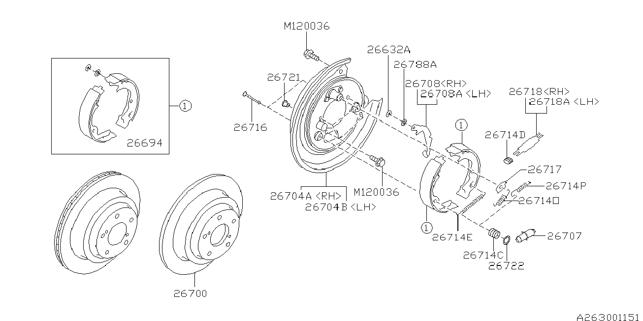 Subaru 26298AA010 - Bremžu loku komplekts adetalas.lv