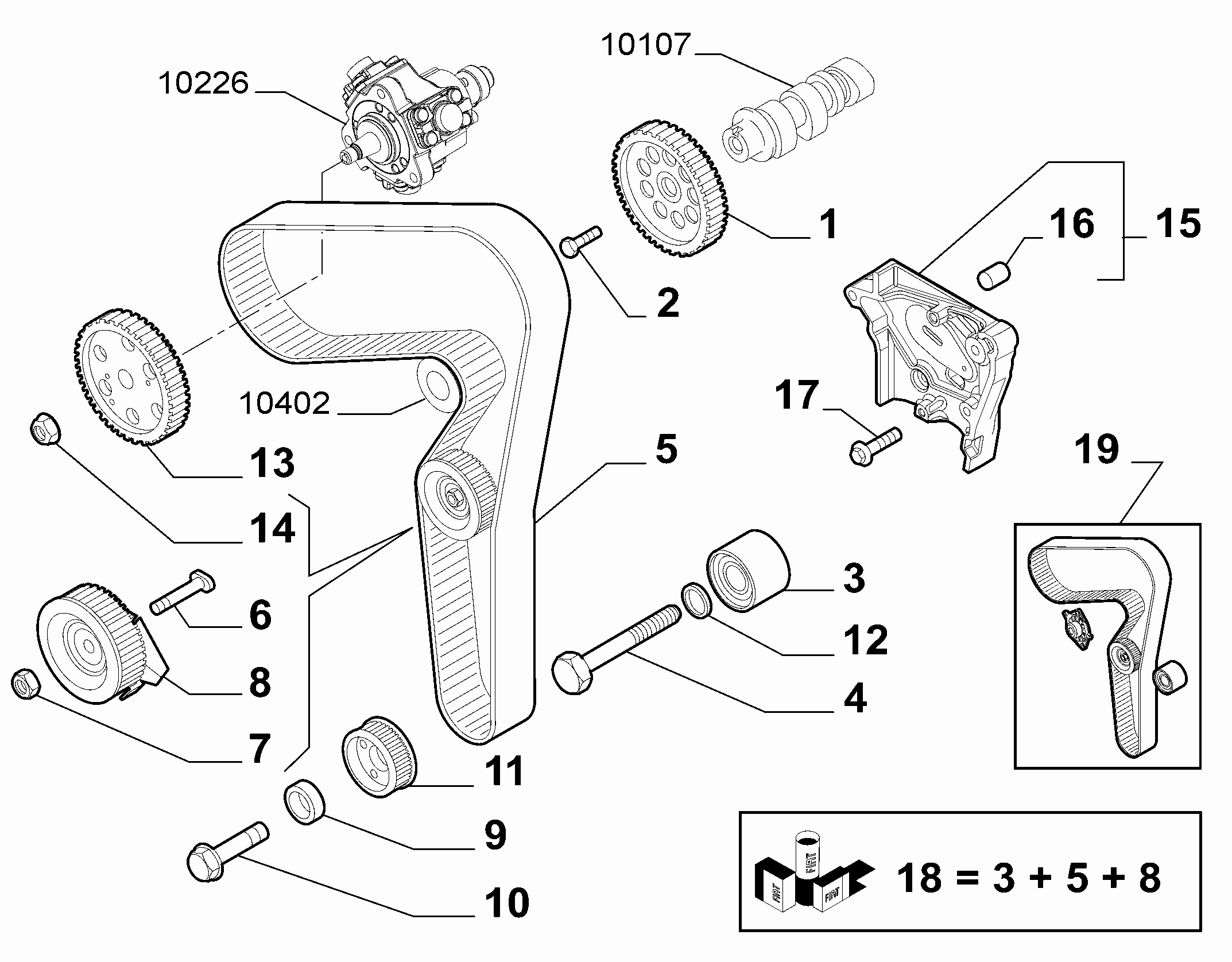 Jeep 71754562 - Ūdenssūknis + Zobsiksnas komplekts adetalas.lv