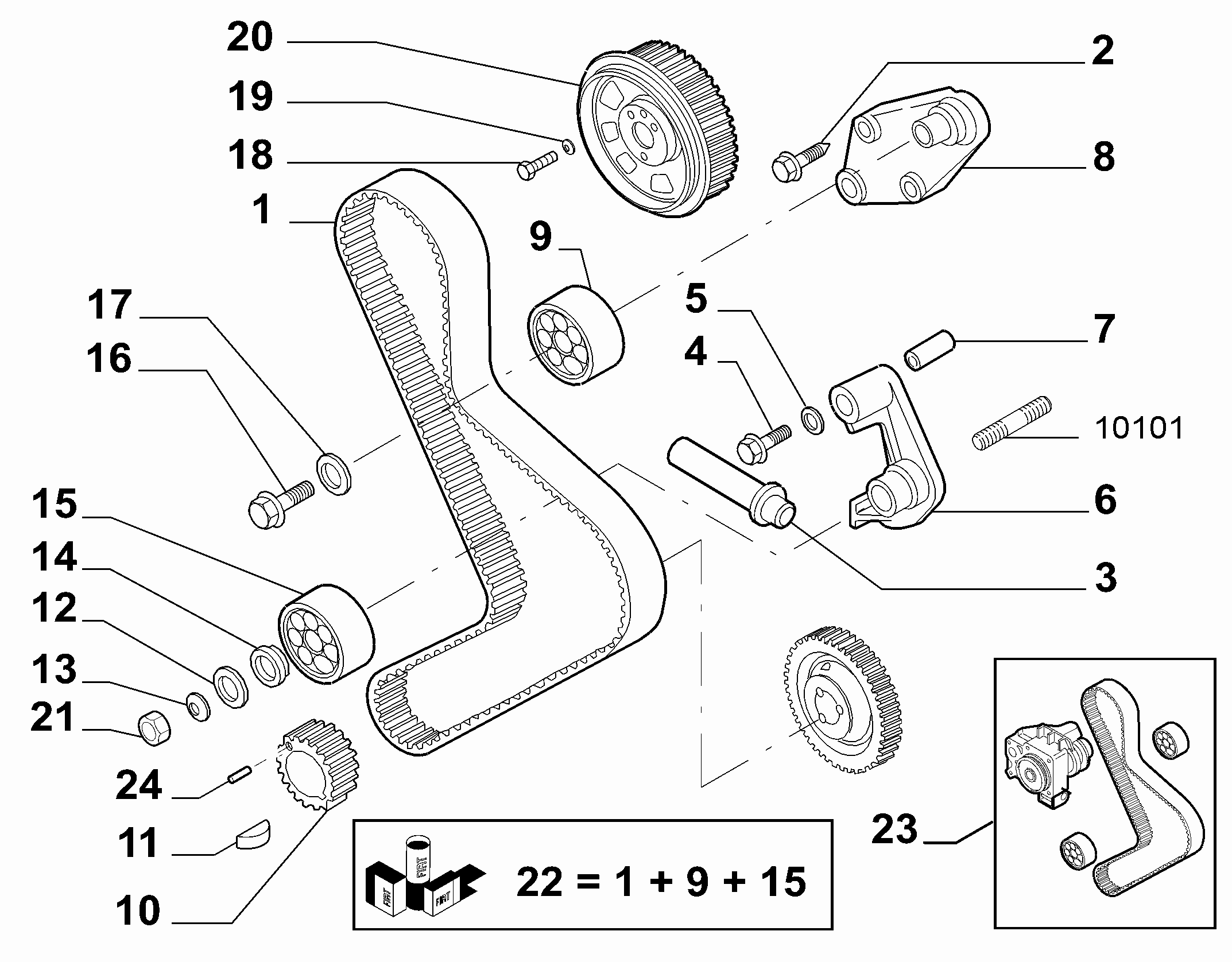 FIAT 99461358 - Parazīt / Vadrullītis, Zobsiksna adetalas.lv