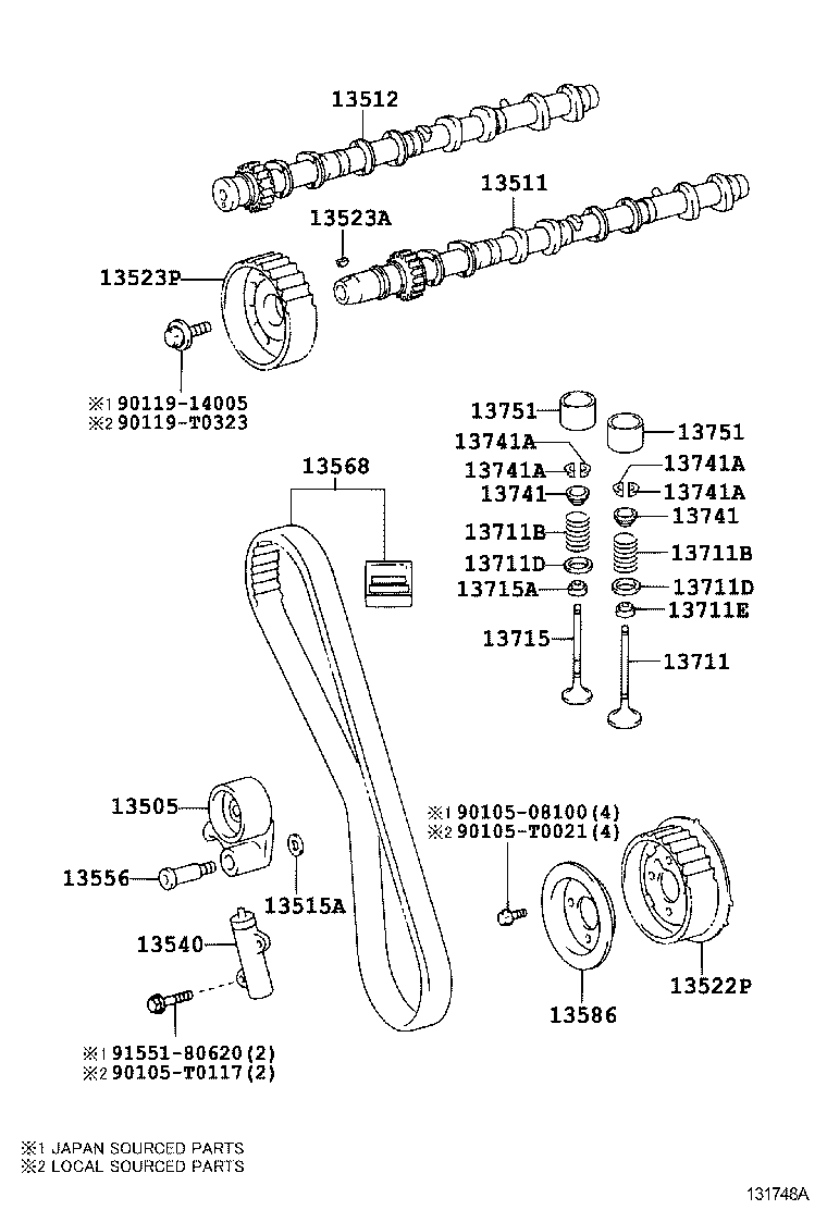 TOYOTA 13568 09131 - Zobsiksna adetalas.lv