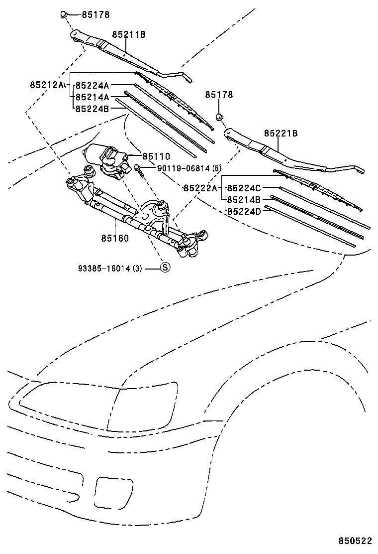 TOYOTA 85222-33090 - Stikla tīrītāja slotiņa adetalas.lv