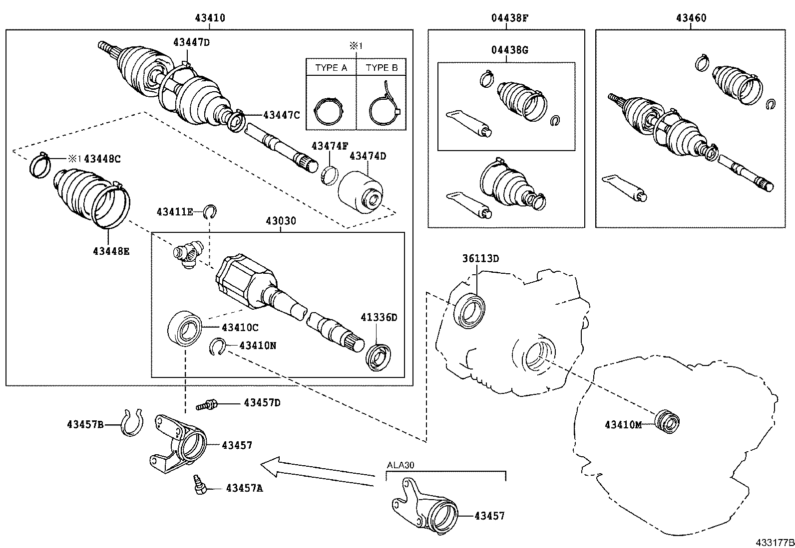 TOYOTA 4303042070 - Šarnīru komplekts, Piedziņas vārpsta adetalas.lv