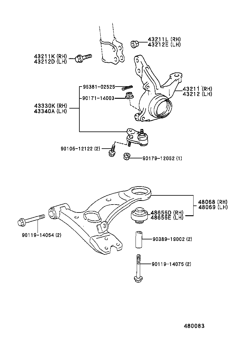 TOYOTA 48068-44010 - Neatkarīgās balstiekārtas svira, Riteņa piekare adetalas.lv