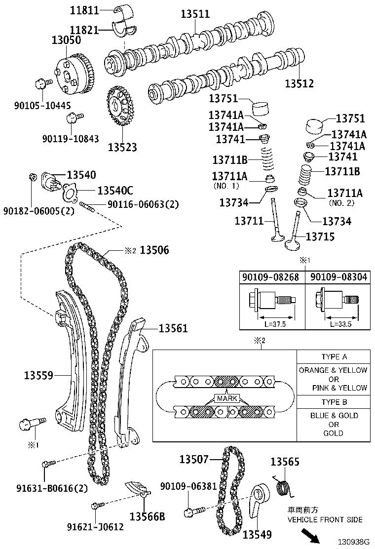 TOYOTA 13050-28021 - Sadales vārpstas piedziņas ķēdes komplekts adetalas.lv