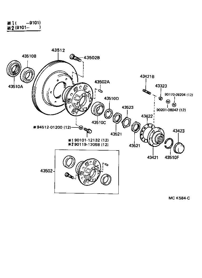 TOYOTA 90311-62001 - Riteņa rumbas gultņa komplekts adetalas.lv