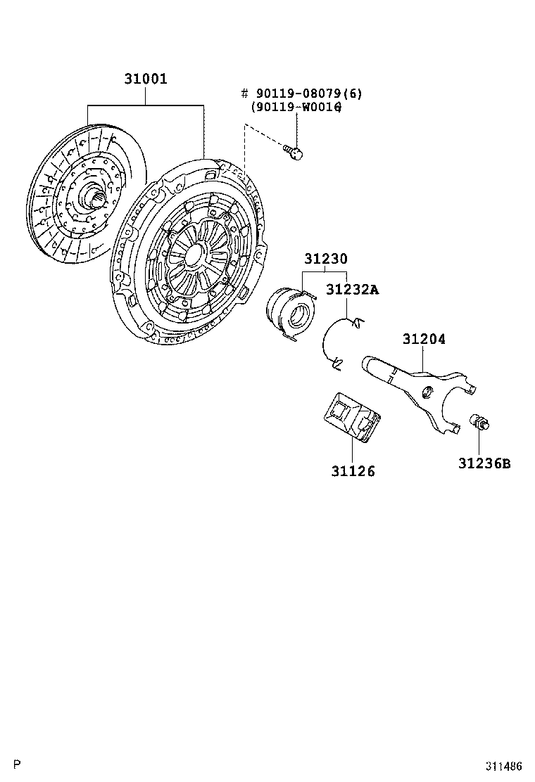 TOYOTA 31001-05040 - Sajūga komplekts adetalas.lv