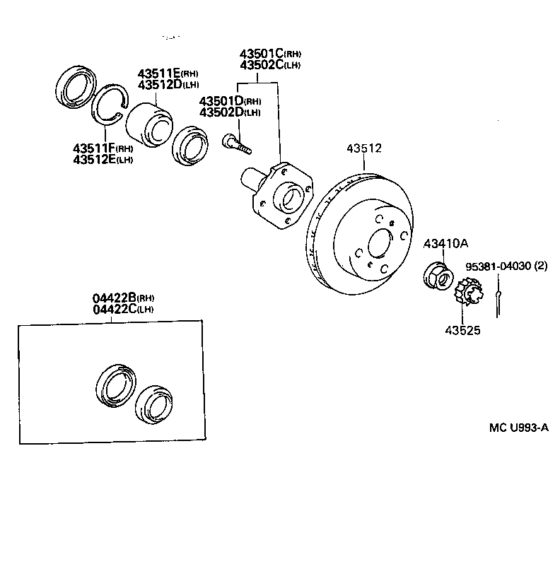 TOYOTA 04422-10030 - Riteņa rumbas gultņa komplekts adetalas.lv