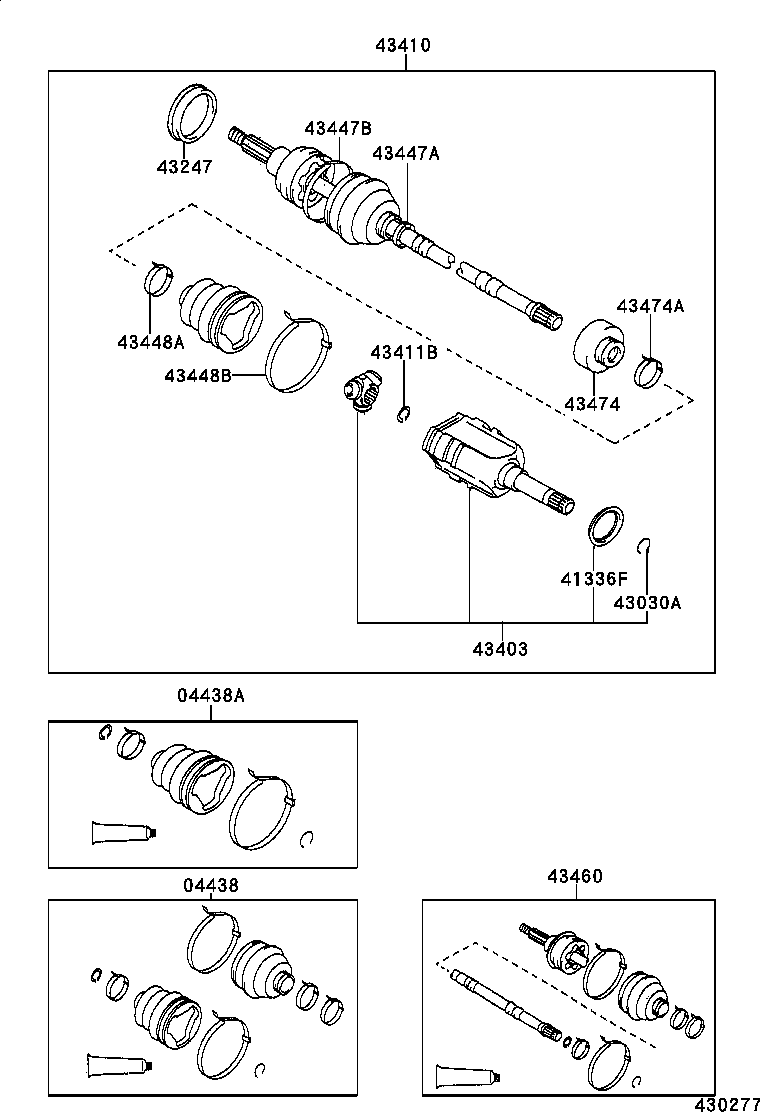 TOYOTA 43460-19436 - Šarnīru komplekts, Piedziņas vārpsta adetalas.lv