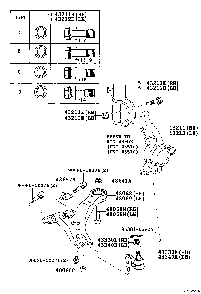 TOYOTA 48068-06150 - Piekare, Šķērssvira adetalas.lv