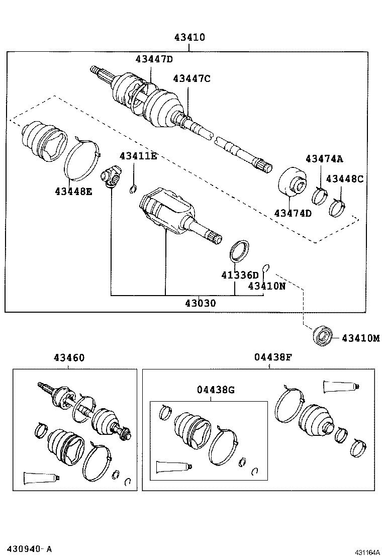 TOYOTA 43460-09890 - Šarnīru komplekts, Piedziņas vārpsta adetalas.lv