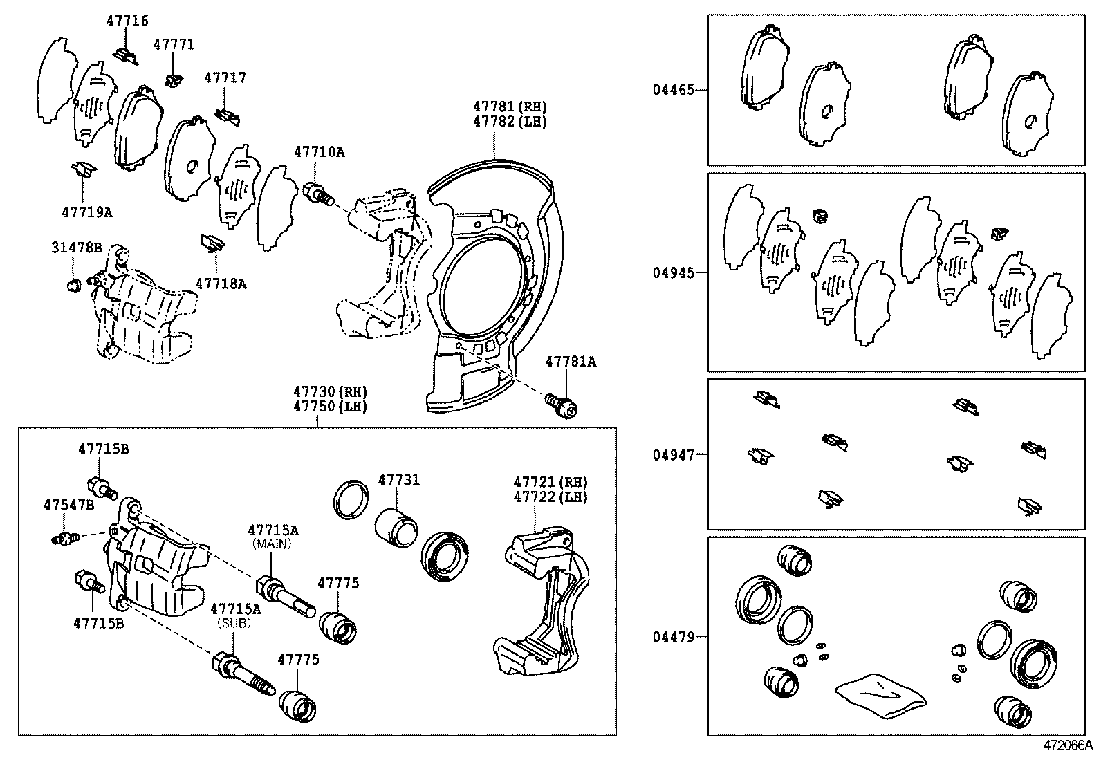 TOYOTA 0446542110 - Bremžu uzliku kompl., Disku bremzes adetalas.lv