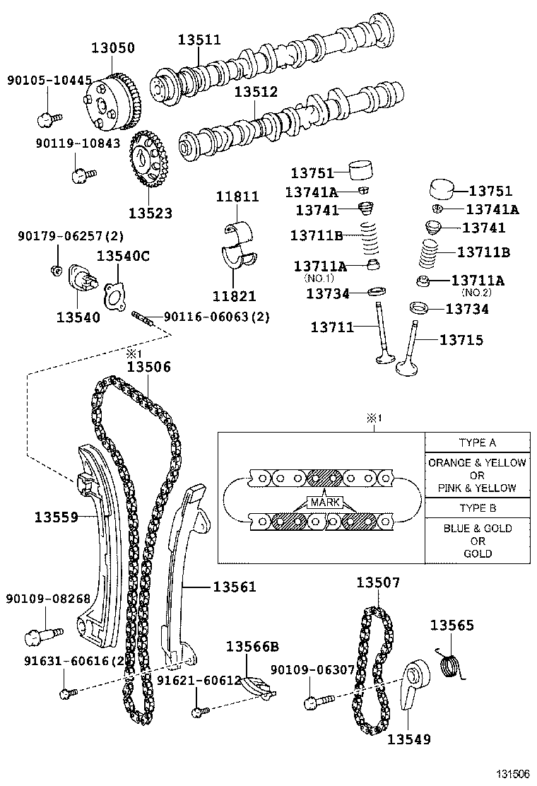 TOYOTA 13565-28011 - Sadales vārpstas piedziņas ķēdes komplekts adetalas.lv