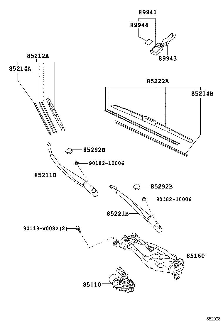 TOYOTA 85222-02300 - Stikla tīrītāja slotiņa adetalas.lv