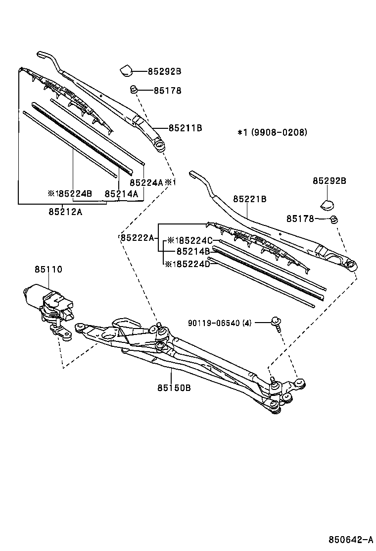 TOYOTA 85222-20450 - Stikla tīrītāja slotiņa adetalas.lv