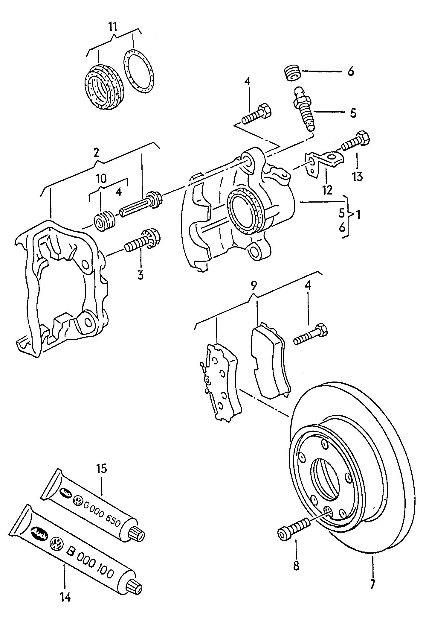 VW 701 698 151 C - Bremžu uzliku kompl., Disku bremzes adetalas.lv