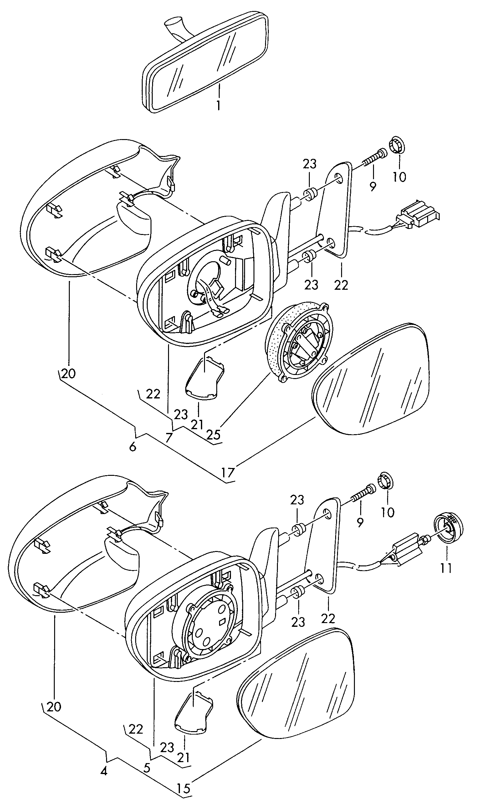 VW 7M1 857 507F - Ārējais atpakaļskata spogulis adetalas.lv