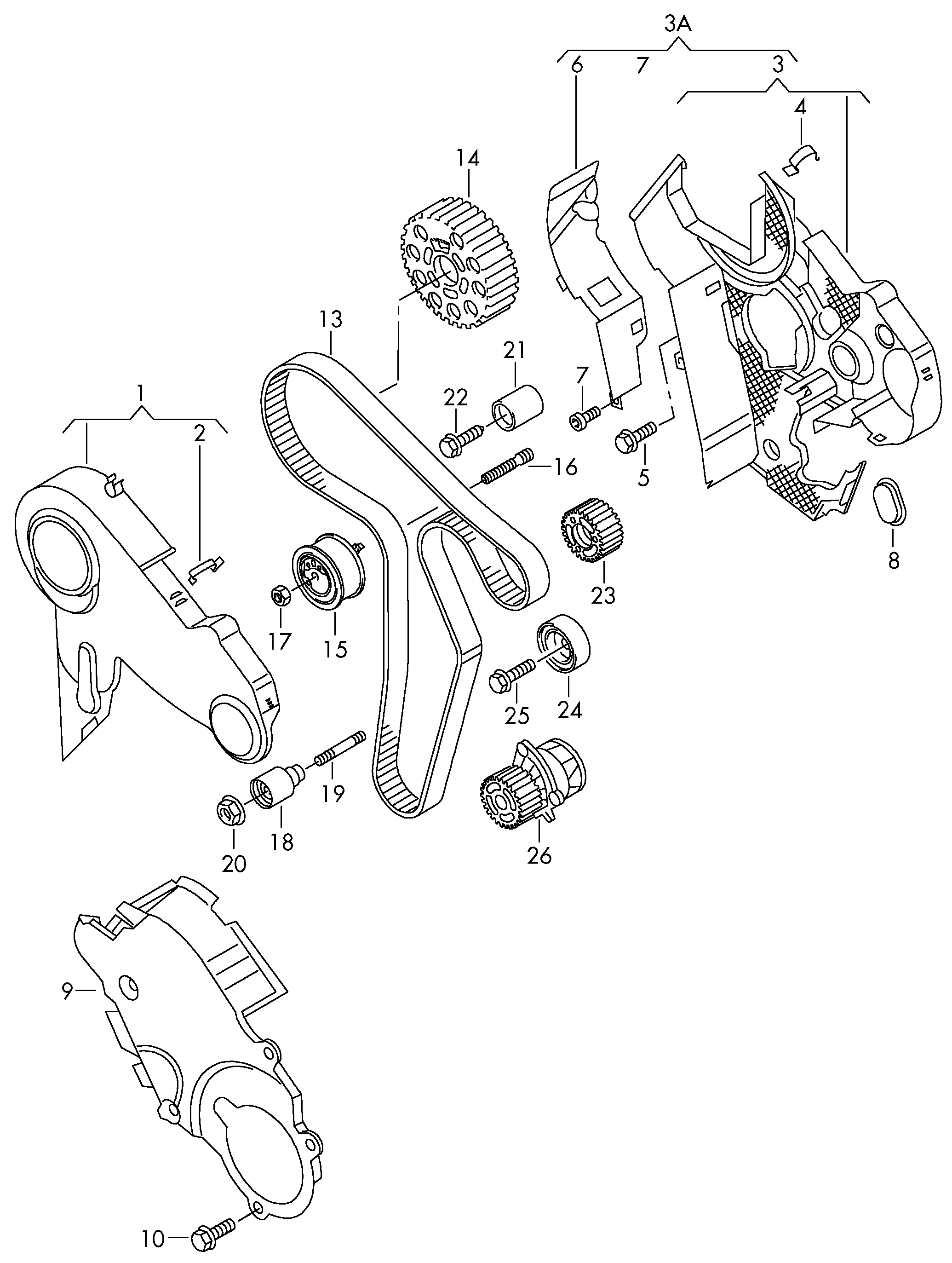 Skoda 03L 109 244 - Parazīt / Vadrullītis, Zobsiksna adetalas.lv