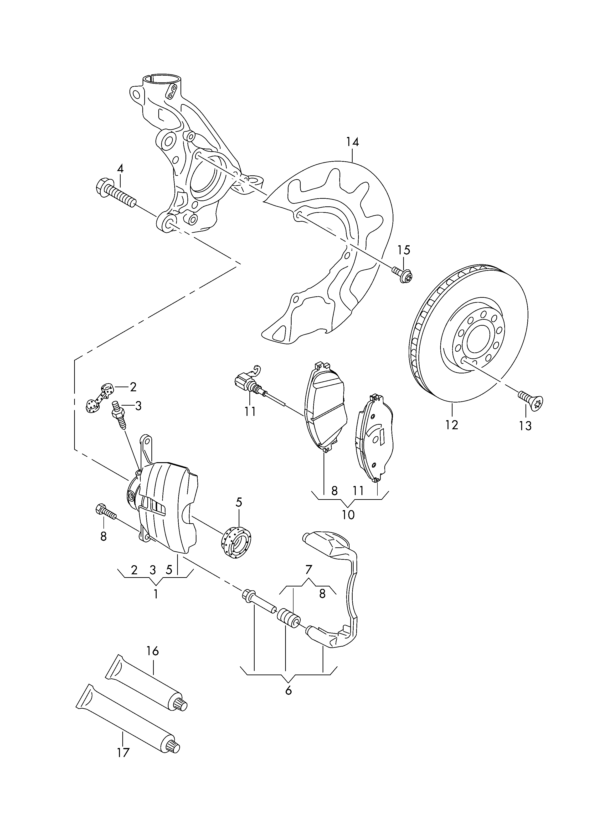 VW 8V0698302A - Bremžu komplekts, Disku bremzes adetalas.lv