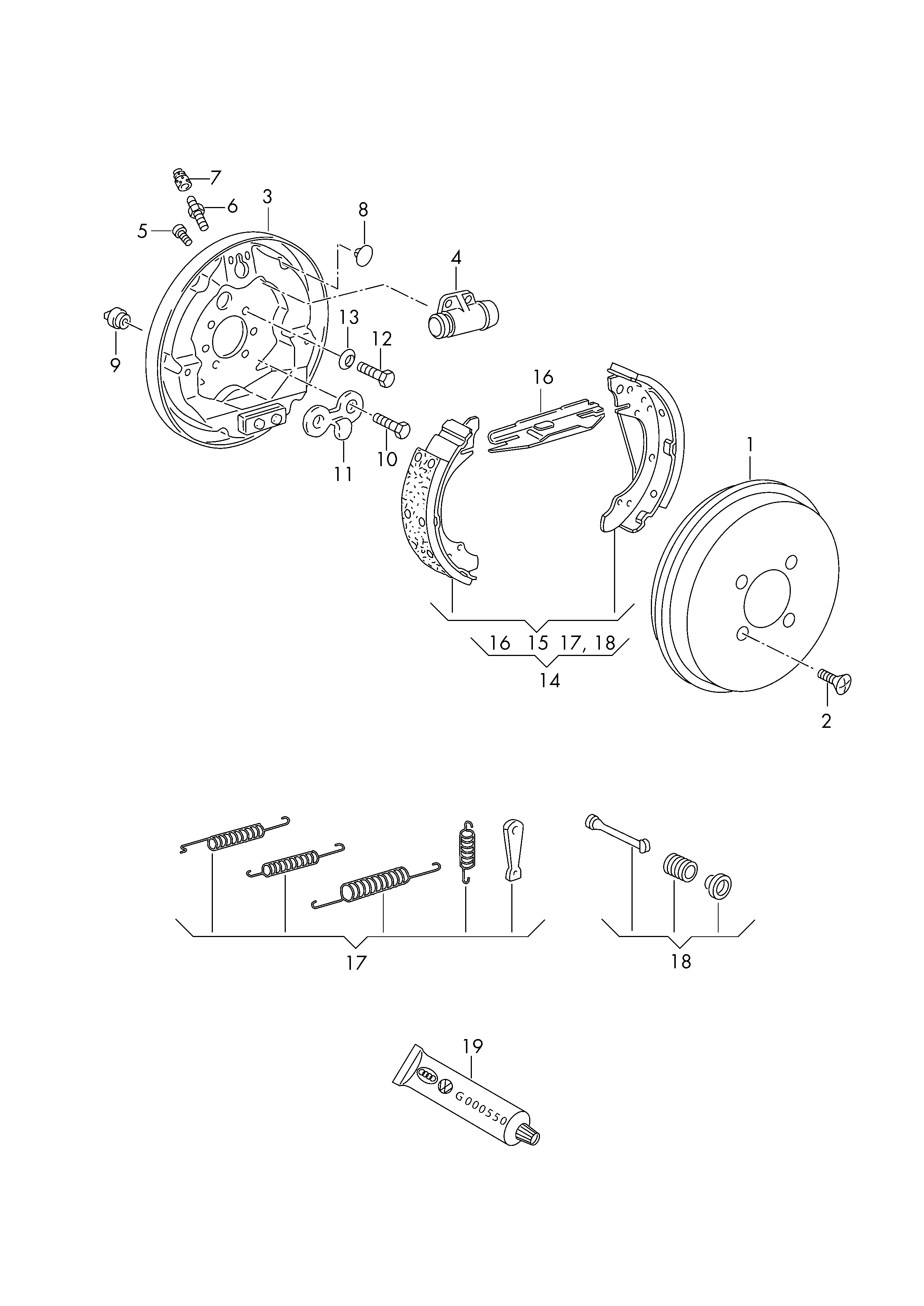 VAG 171 698 545 - Piederumu komplekts, Bremžu loki adetalas.lv