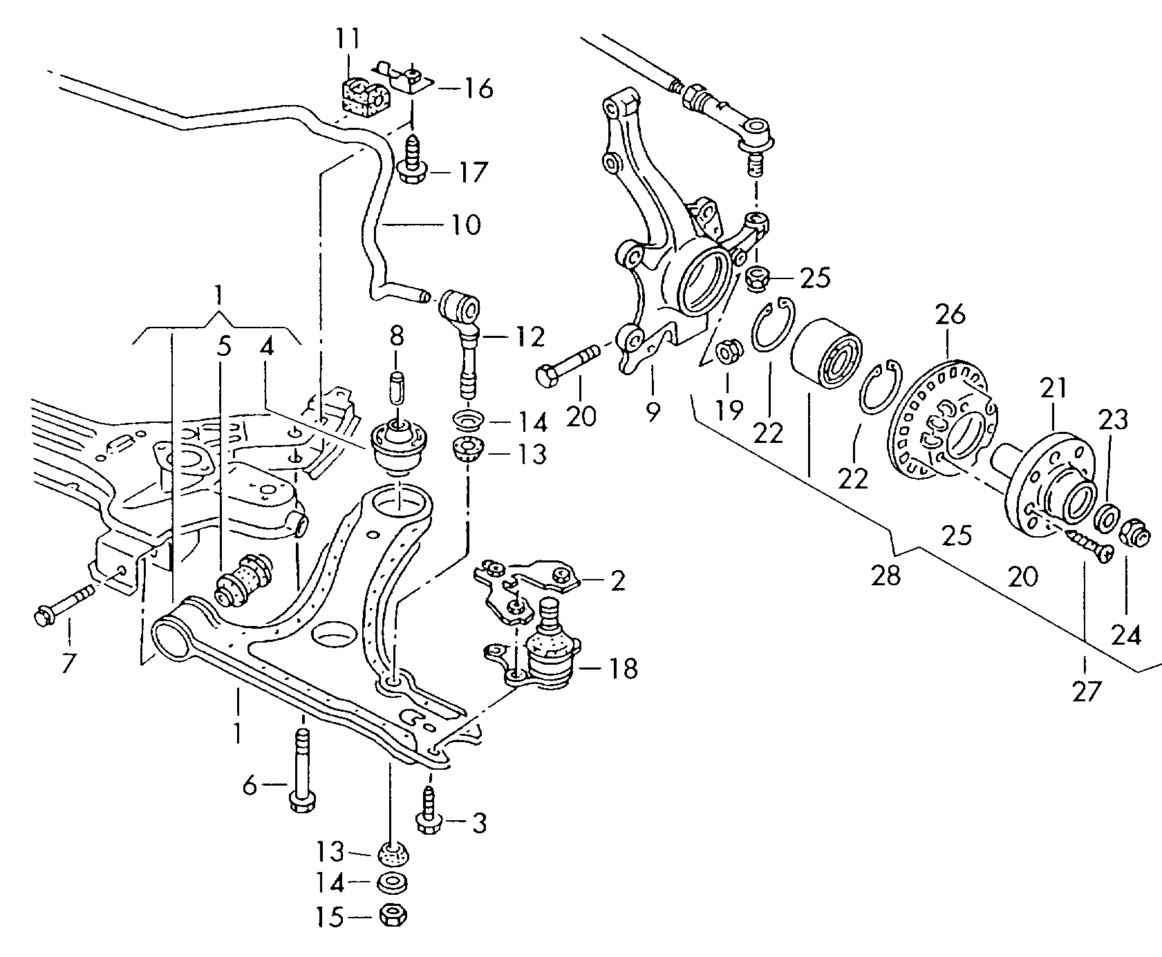 VW 191 411 315 B - Stiepnis / Atsaite, Stabilizators adetalas.lv