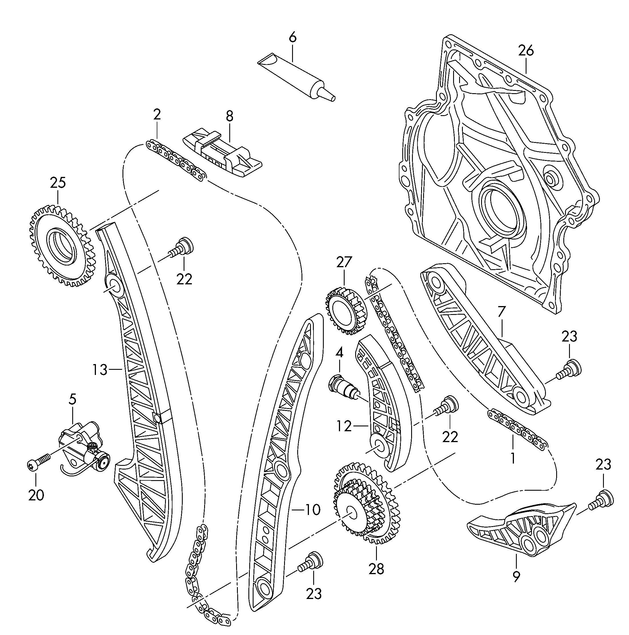 Seat 06K 109 469 N - Mierinātājsliede, GSM piedziņas ķēde adetalas.lv