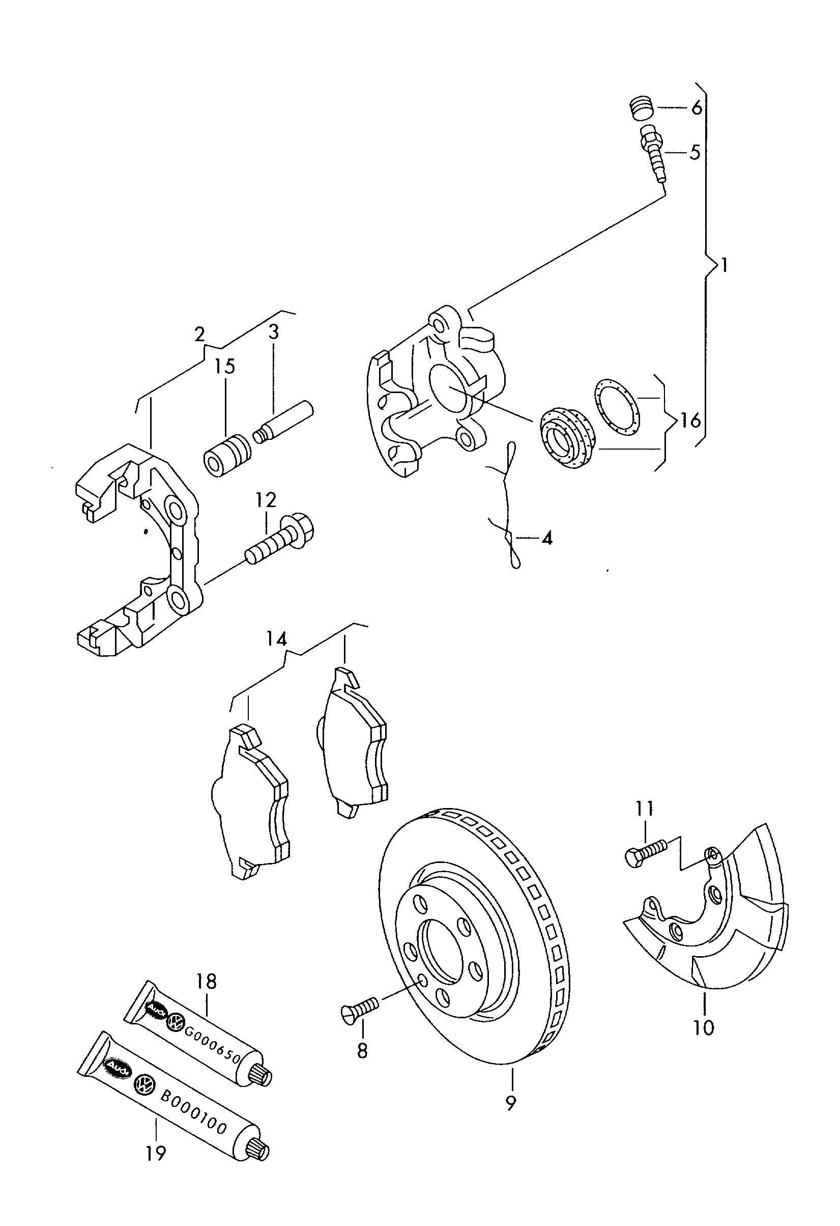 VW 4B0698151N - Bremžu uzliku kompl., Disku bremzes adetalas.lv