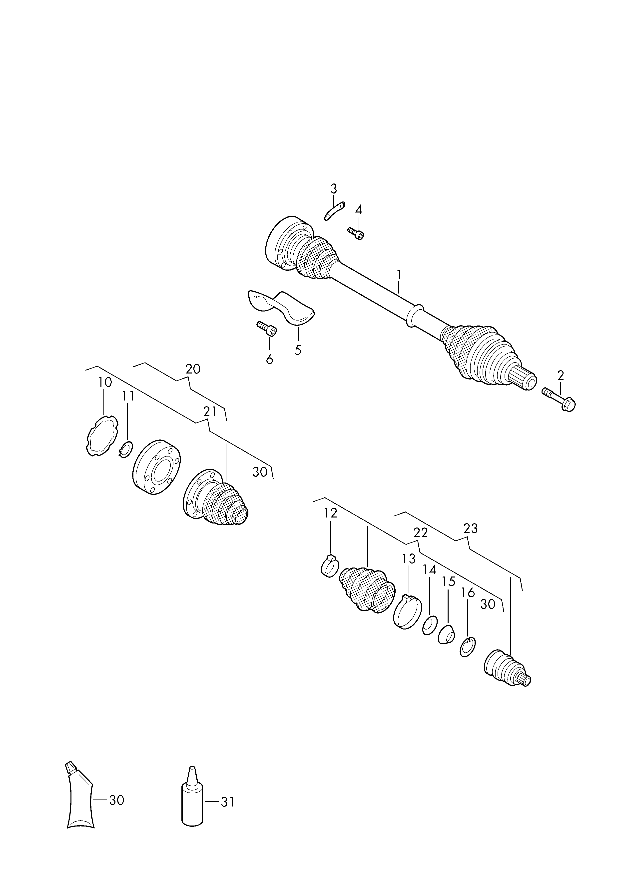 AUDI 3B0 498 203 G - Putekļusargs, Piedziņas vārpsta adetalas.lv