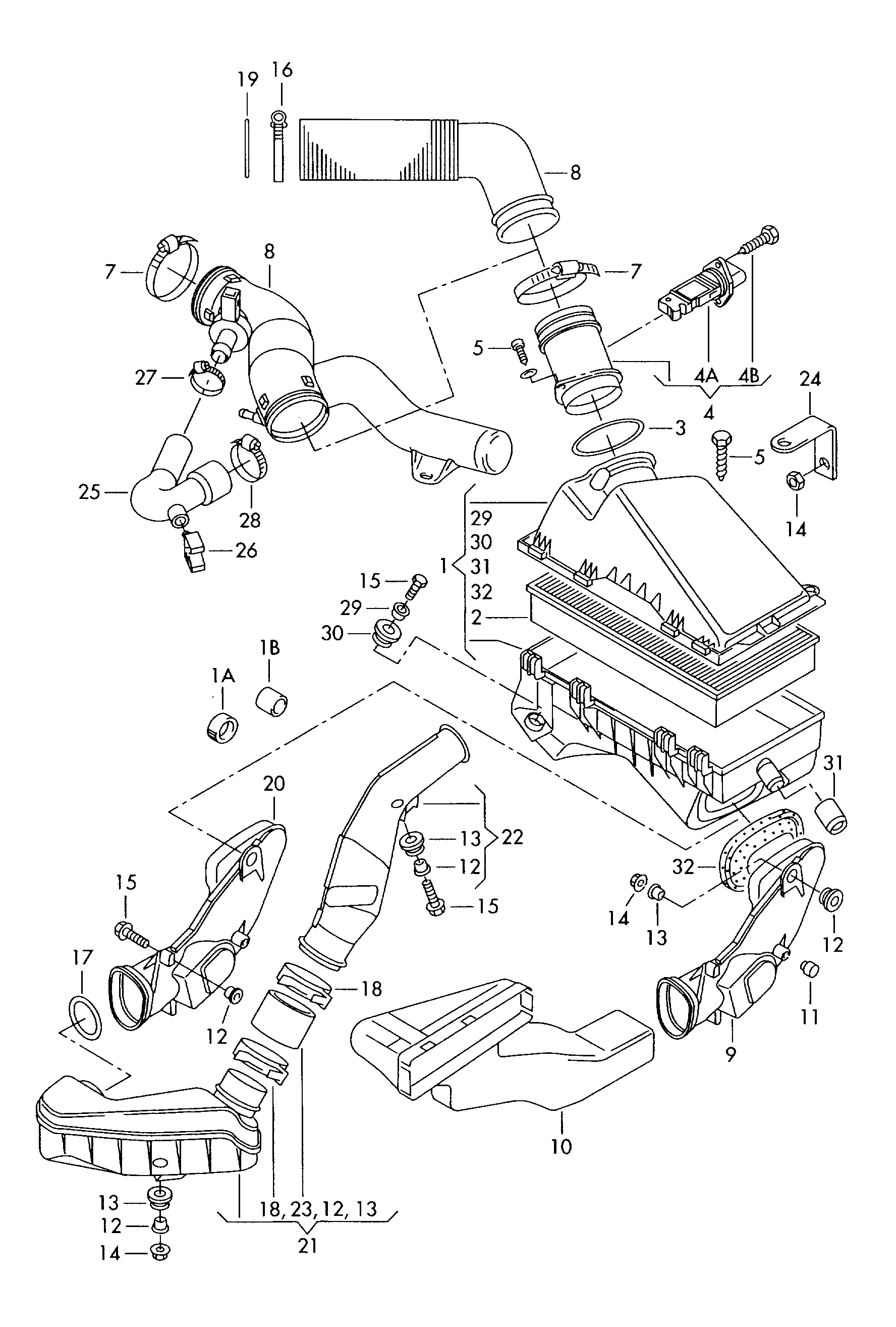 VAG 1J0 129 684 N - Gaisa tvērēja caurule, Gaisa filtrs adetalas.lv