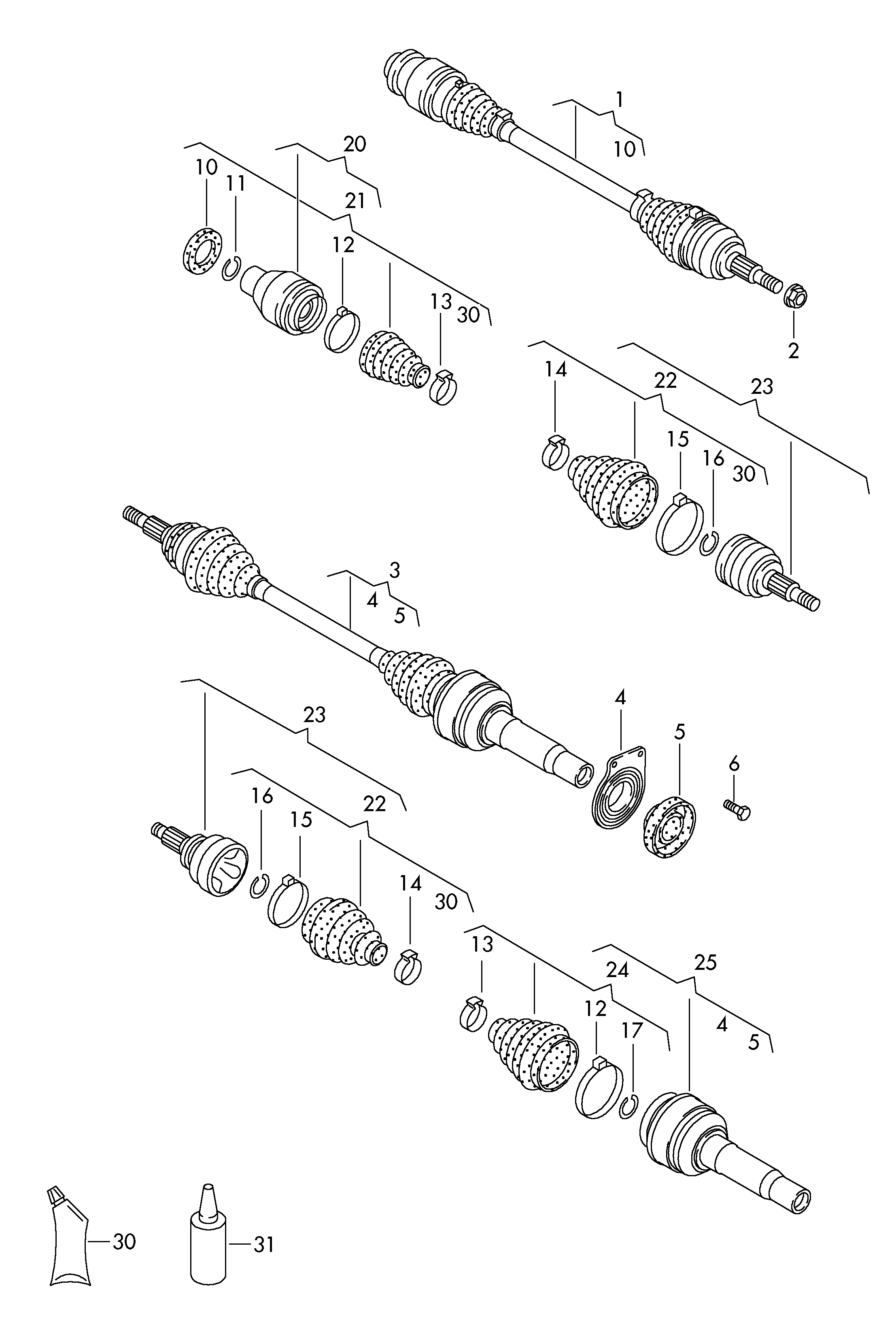 Seat 7H0 498 099 B - Šarnīru komplekts, Piedziņas vārpsta adetalas.lv