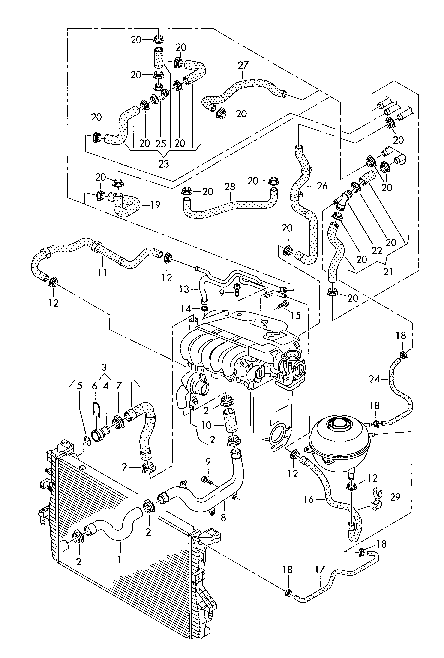 VW 7M3 122 291 - Dzesēšanas šķidruma flancis adetalas.lv